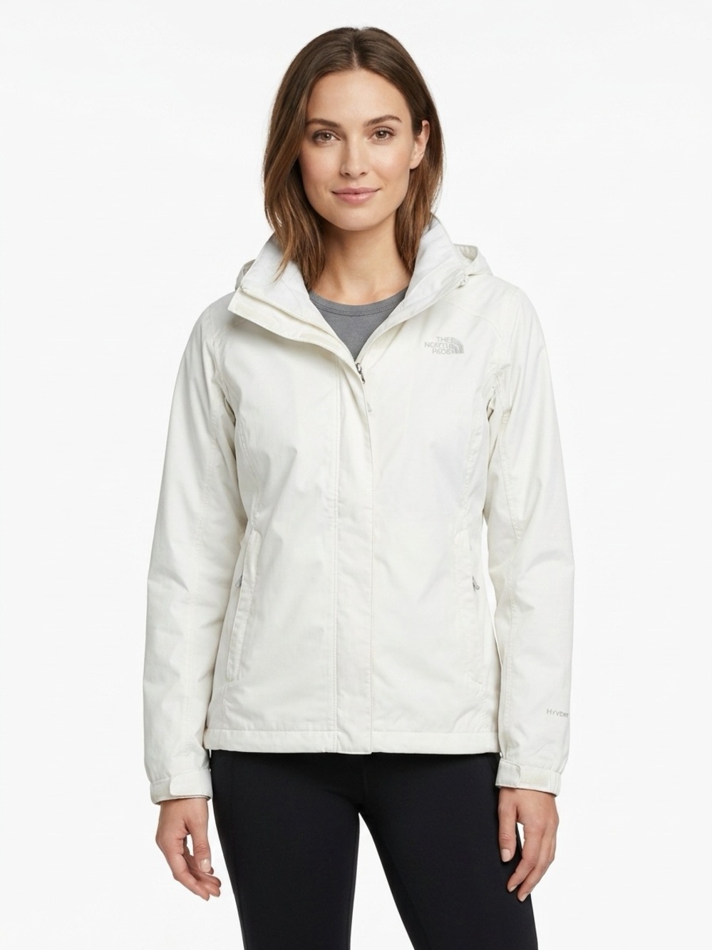 The North Face Resolve Rain Jacket Waterproof Hooded HyVent Cream L
